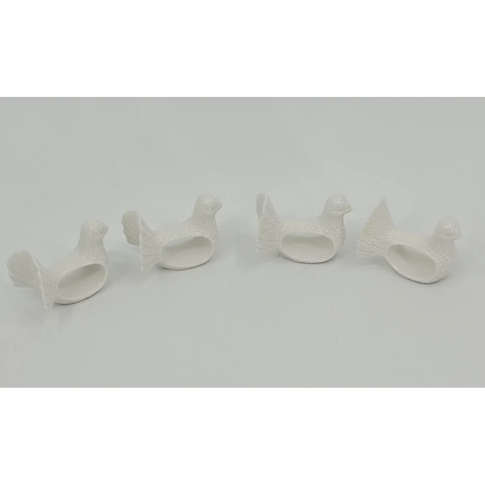 Vintage Shafford Design Dove Napkin Rings Set of 4 White Porcelain